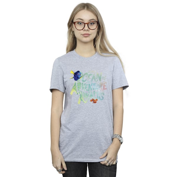 Disney Dam/Damer Finding Dory Ocean Of Adventure Bomull Pojkvän T-shirt Sports Grey XXL