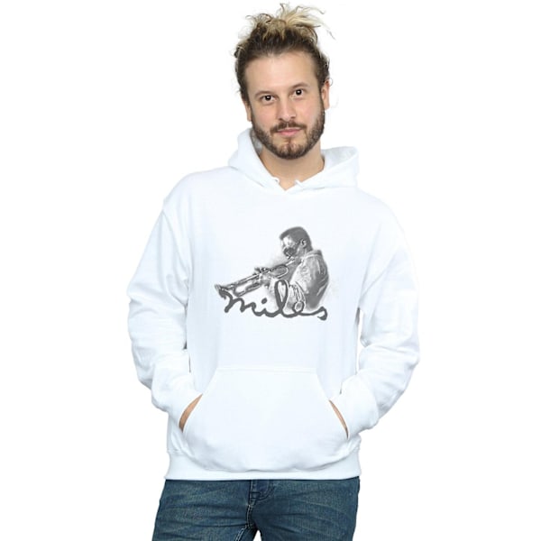 Miles Davis Herr Profil Sketch Hoodie 5XL Vit White 5XL