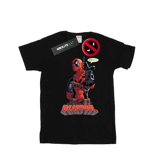 Deadpool Damtröja för kvinnor/damer Hey You i bomull, pojkvänmodell, storlek L, svart Black L
