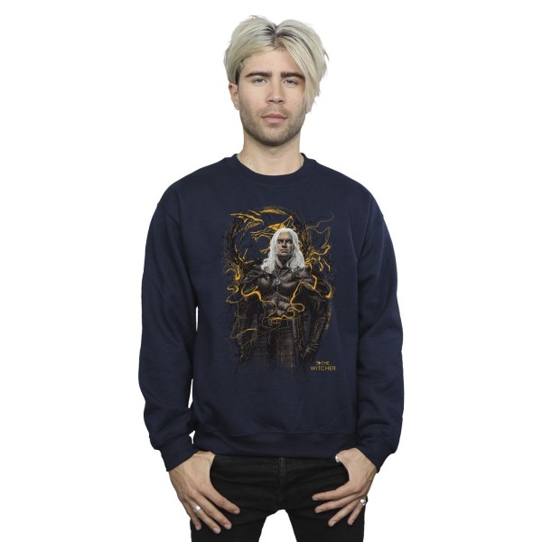 Netflix The Witcher Smoking Wolf Sweatshirt S Marinblå Navy Blue S