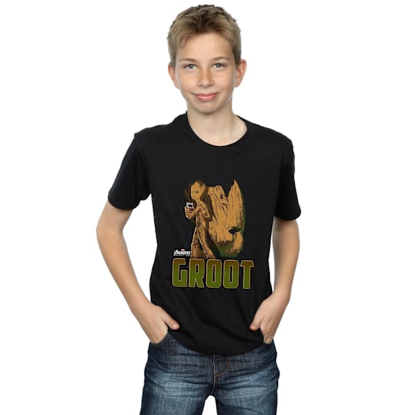 Marvel Boys Avengers Infinity War Groot Character T-Shirt 7-8 år Black 7-8 Years