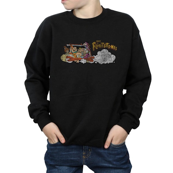 The Flintstones Boys Family Car Distressed Sweatshirt 5-6 år Black 5-6 Years