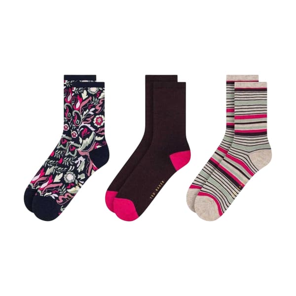 Ted Baker Dam/Dam Assorterade Mönster Crew Strumpor (3-pack) Black/Multicoloured 4 UK-5 UK