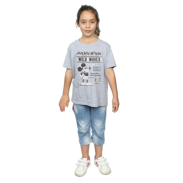 Disney Girls Mickey Mouse Making Waves Bomull T-shirt 7-8 år Sports Grey 7-8 Years