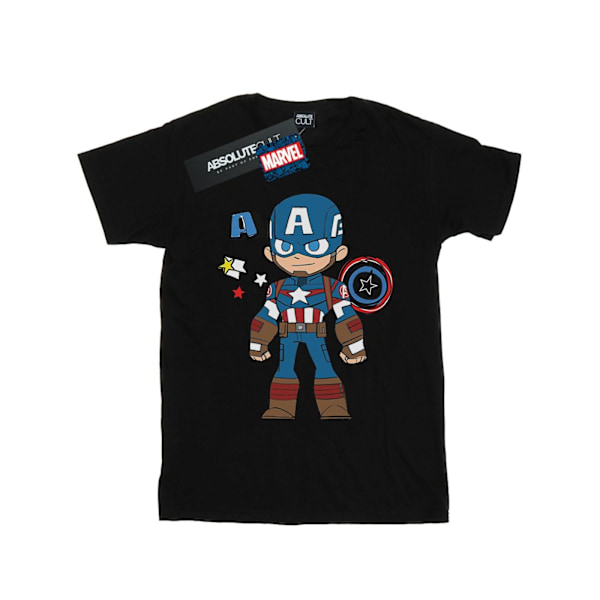 Marvel Dam/Damer Captain America Sketch Bomull Boyfriend T- Black 5XL