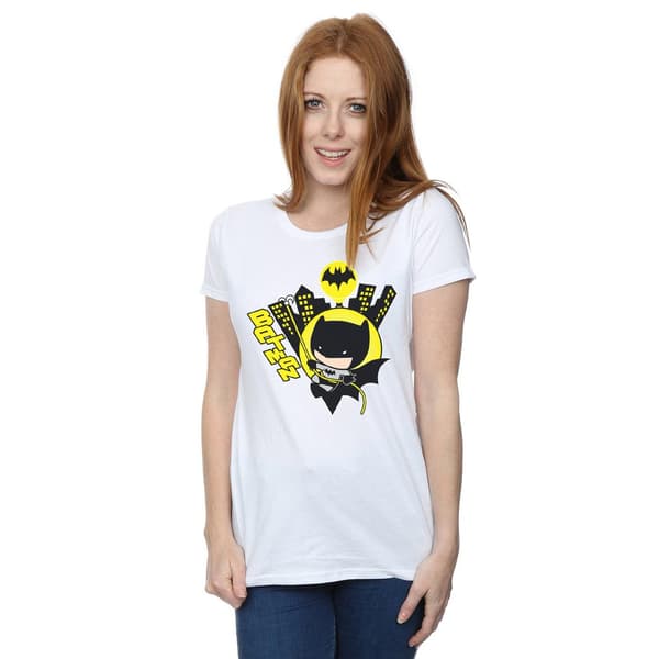 DC Comics Dam/Dam Chibi Batman Swinging T-shirt i bomull M White M