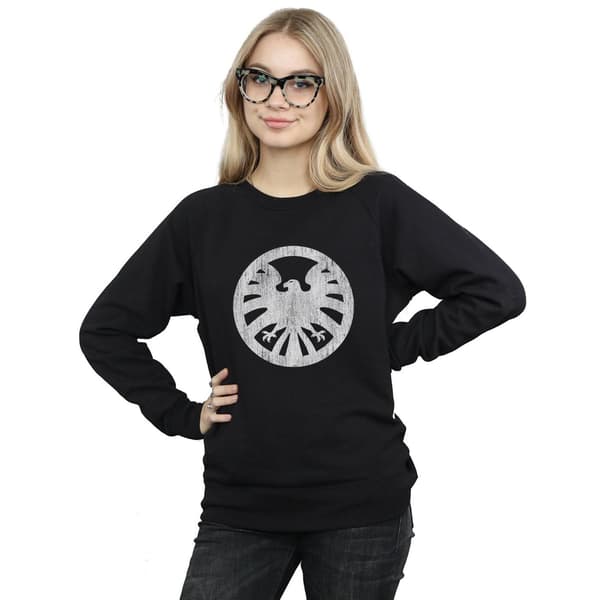 Marvel Dam/Damer Agents Of SHIELD Distressed Logo Sweatshirt Black L