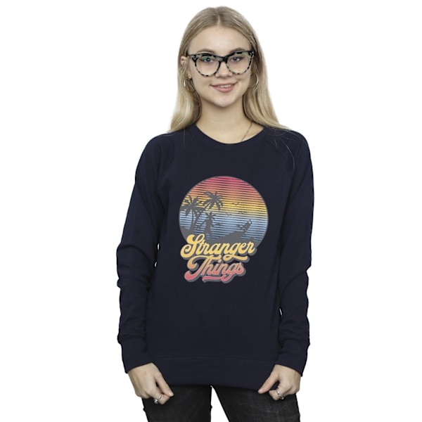 Netflix Dam/Kvinnor Stranger Things LA Gradient Sweatshirt M Navy Blue M