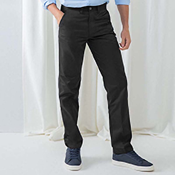 Henbury herr 65/35 platta framsida Chino byxor 30R svart Black 30R