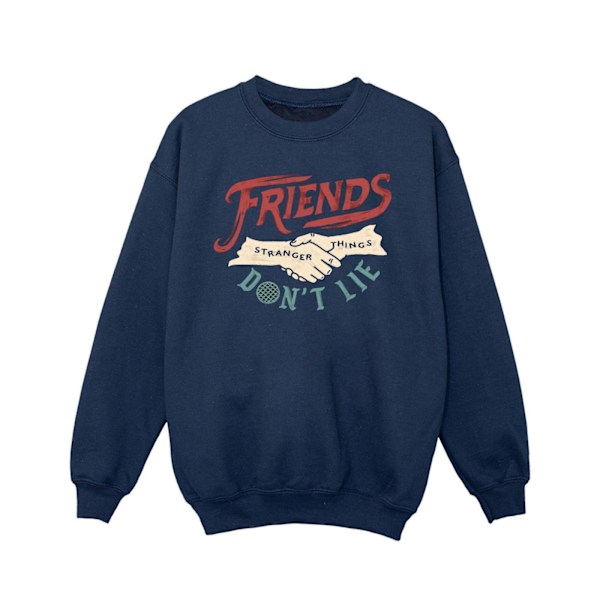 Netflix Girls Stranger Things Friends Don´t Lie Hands Sweatshirt Navy Blue 7-8 Years