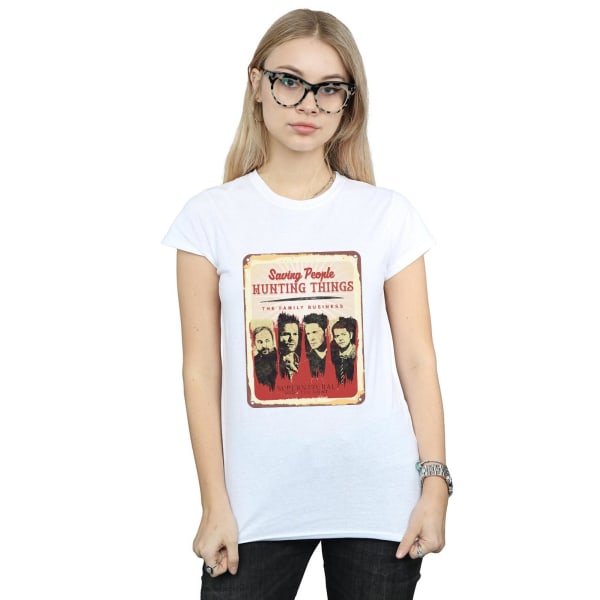 Supernatural Dam/Kvinnor Familjeföretag Skylt Bomull T-shirt White L
