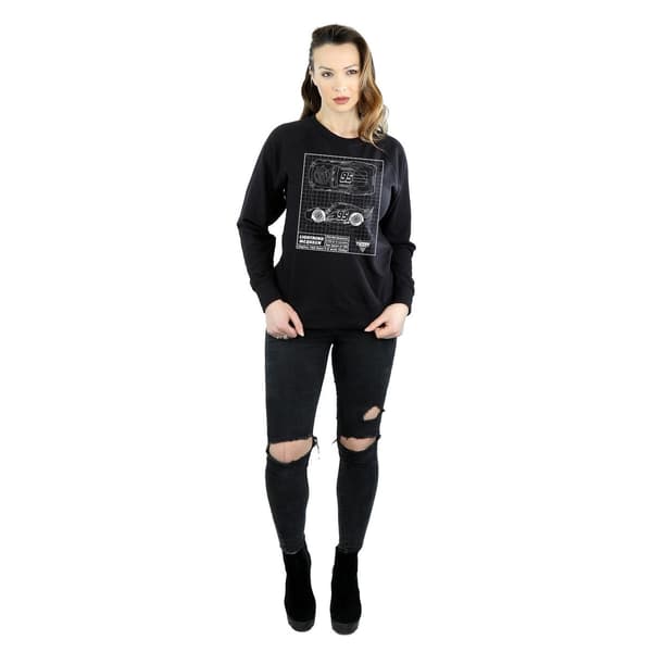 Disney Dam/Dam Bilar Blixten McQueen Ritning Tröja Black S