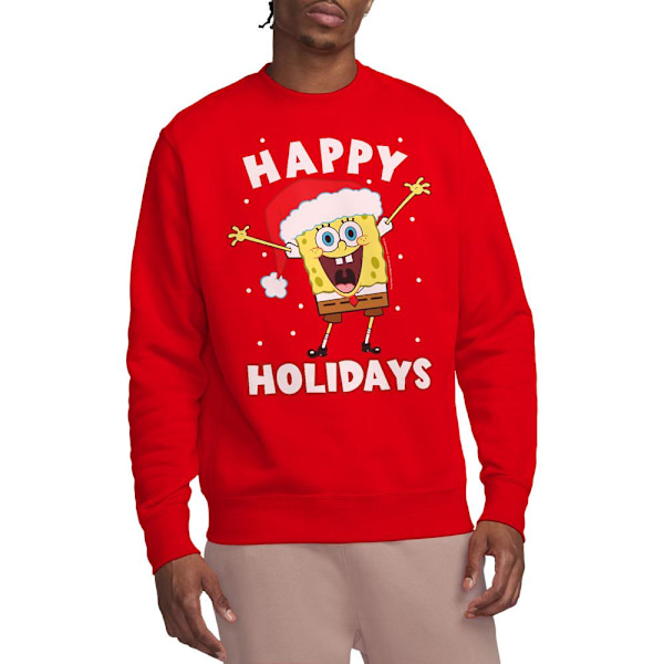 SvampBob Fyrkant Unisex Vuxen Glad Helg Jul Tröja Red S