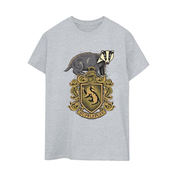 Harry Potter Dam/Kvinnor Hufflepuff Sketch Crest Bomull Boyfriend T-Shirt XL Sports Grey Sports Grey XL