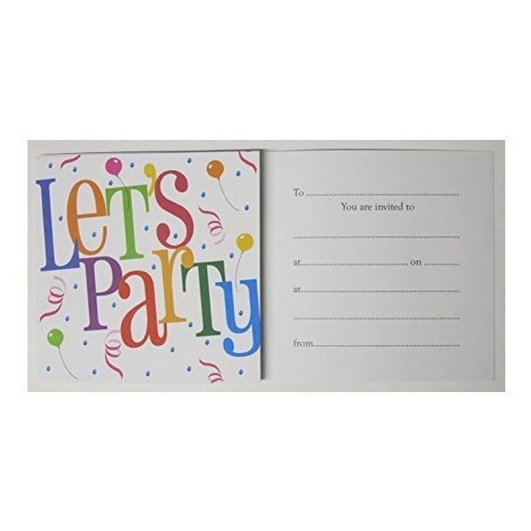 Let´s Party Balloons Inbjudningar (Paket med 6) En Storlek Vit/Flerfärgad White/Multicoloured One Size