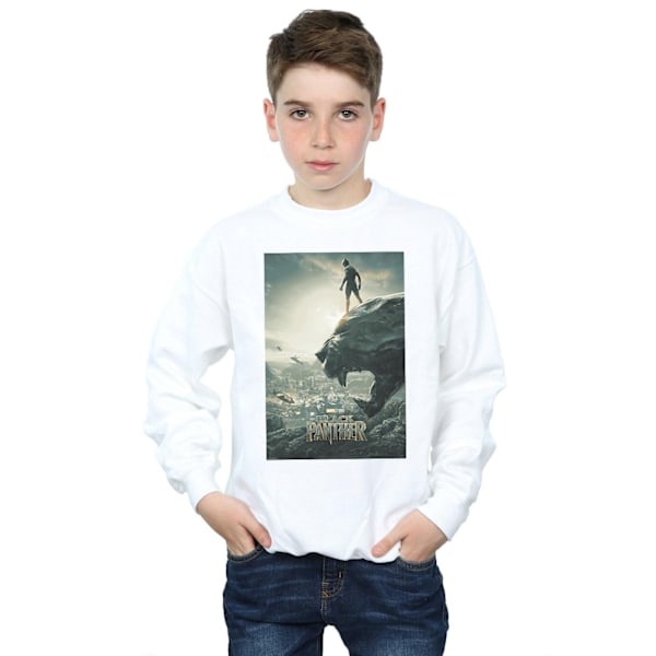 Marvel Boys Black Panther Poster Sweatshirt 9-11 år Vit White 9-11 Years