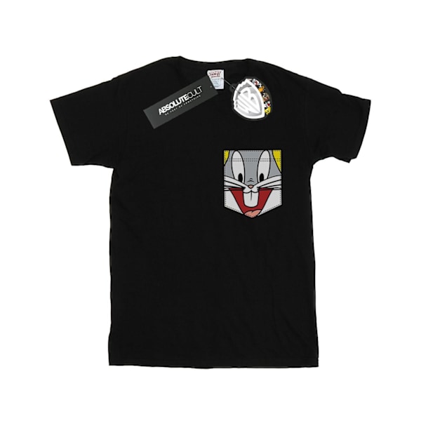 Looney Tunes Pojkar Bugs Bunny Ansikte Faux Pocket T-Shirt 7-8 År Black 7-8 Years