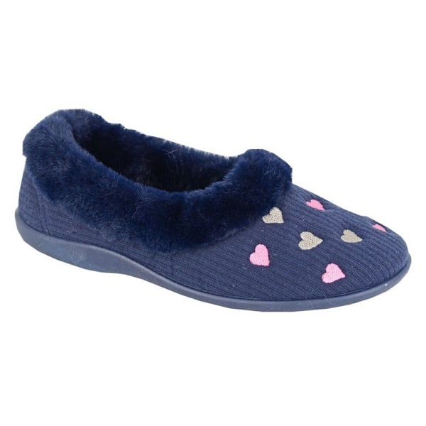 Sleepers Dam/Dam Daisy Hearts Tofflor 3 UK Marinblå Navy 3 UK