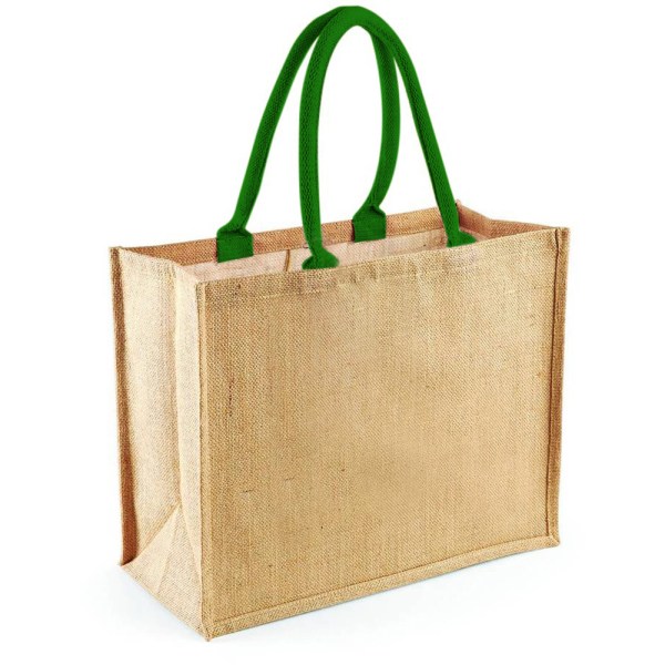 Westford Mill Classic Jute Shopper Bag (21 liter) (paket med 2) Natural/Forest Green One Size