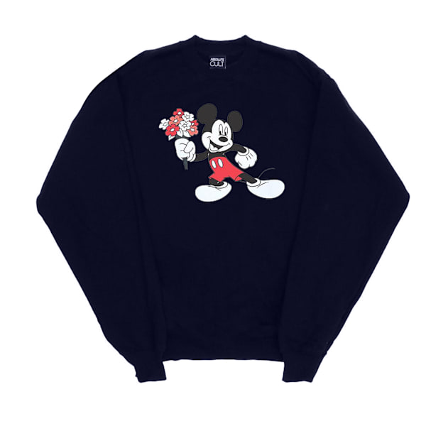 Disney Herr Mickey Mouse Blomma Sweatshirt L Marinblå Navy Blue L