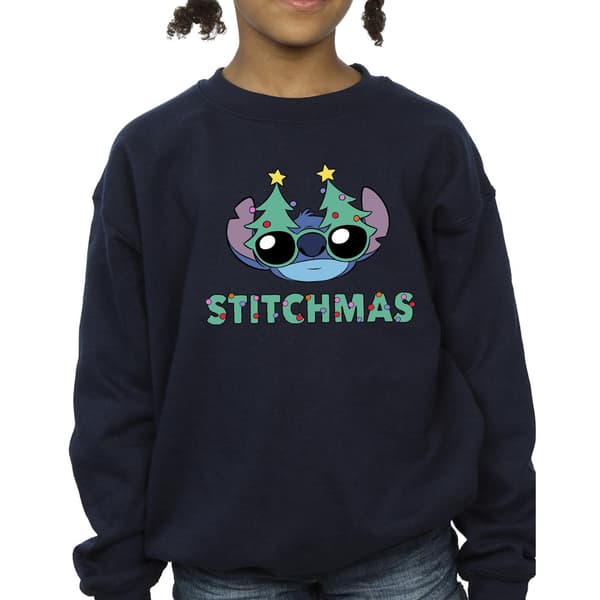 Disney Flickor Lilo & Stitch Stitchmas Glasögon Tröja 9-11 År Navy Blue 9-11 Years