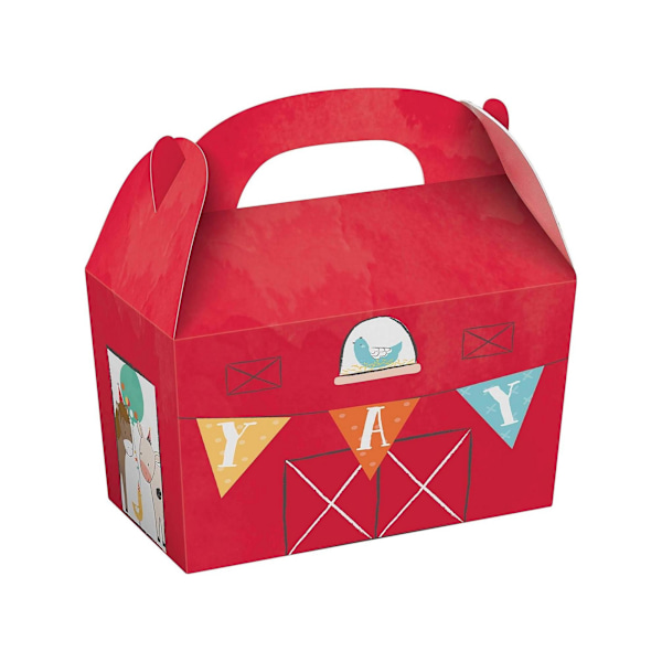 Amscan Barnyard Pappersfödelsedagspresentlådor (8-pack) En storlek Red One Size