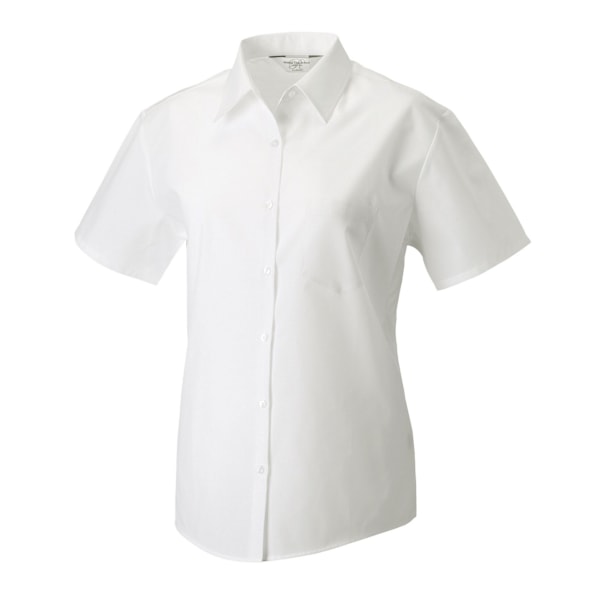 Russell Collection Dam/Damer Poplin Easy-Care Kortärmad White 14 UK