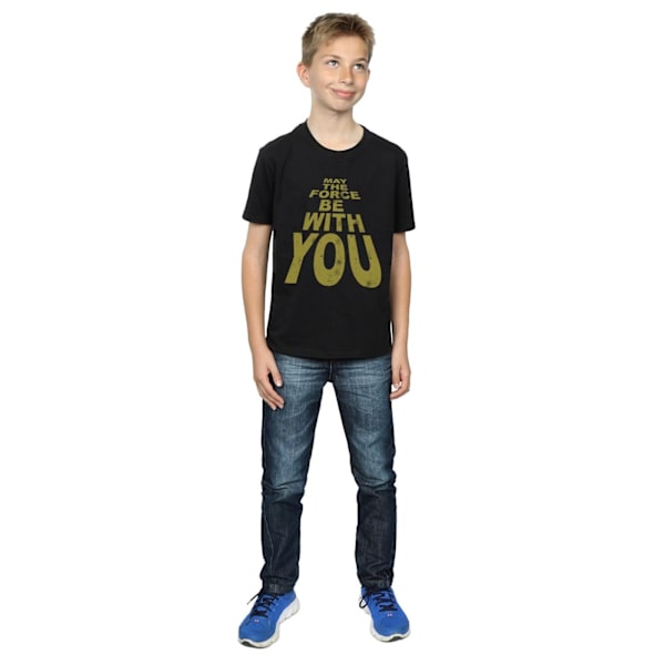 Star Wars Boys May The Force Be With You T-Shirt 3-4 År Svart Black 3-4 Years