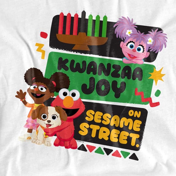 Sesamgatan Dam Kwanzaa Joy Gabrielle Och Elmo T-shirt White M