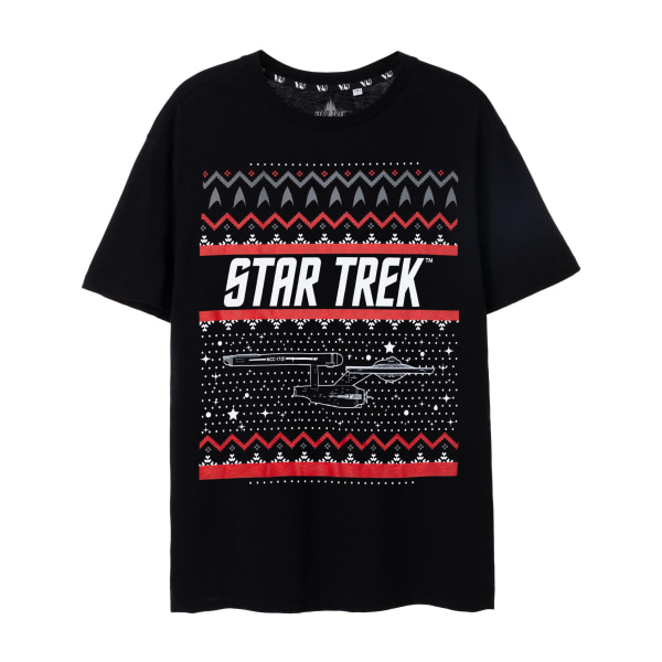 Star Trek Män Fair Isle Christmas T-Shirt S Svart Black S