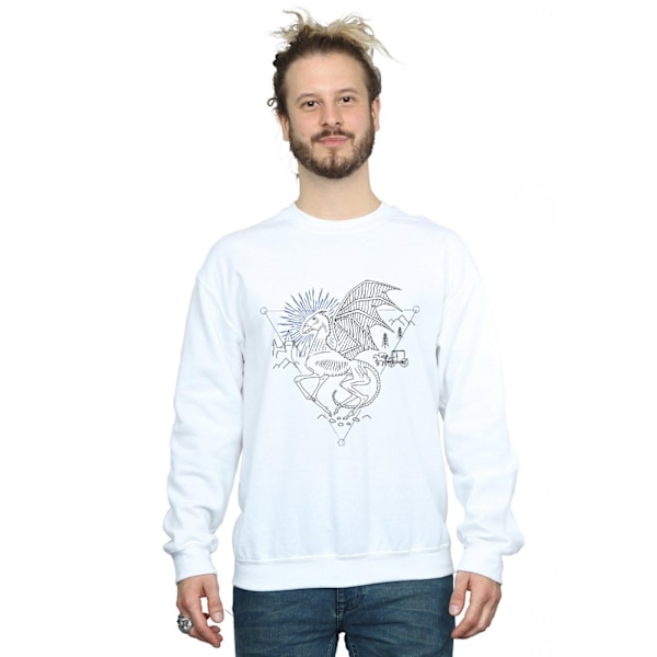 Harry Potter Thestral Line Art Sweatshirt för män, vit, M White M
