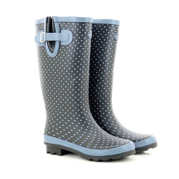 Stormwells Dam/Dam Polka Dot Wellington Boots 3 UK Pale B Pale Blue Polka Dot/Navy 3 UK