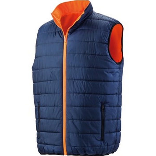 Result Safeguard Mens Reversible Soft Padded Safety Gilet 4XL F Fluorescent Orange/Navy 4XL