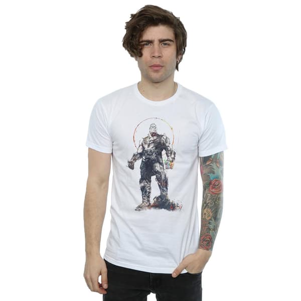 Marvel Herr Avengers Infinity War Thanos Sketch T-Shirt L Vit White L