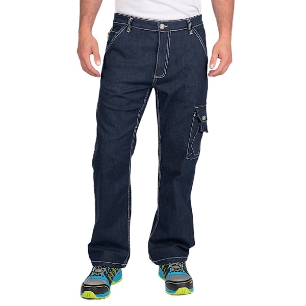 Goodyear Herr Denim Stretch Cargo Byxor 30R Marinblå Navy 30R