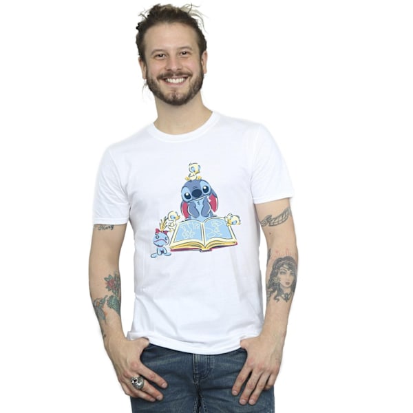 Disney Herr Lilo & Stitch Läser En Bok T-Shirt 5XL Vit White 5XL