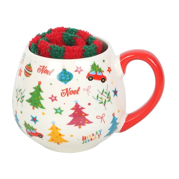 Something Different Nostalgisk Julmugg och Strumpset med Tryck White/Red/Green One Size