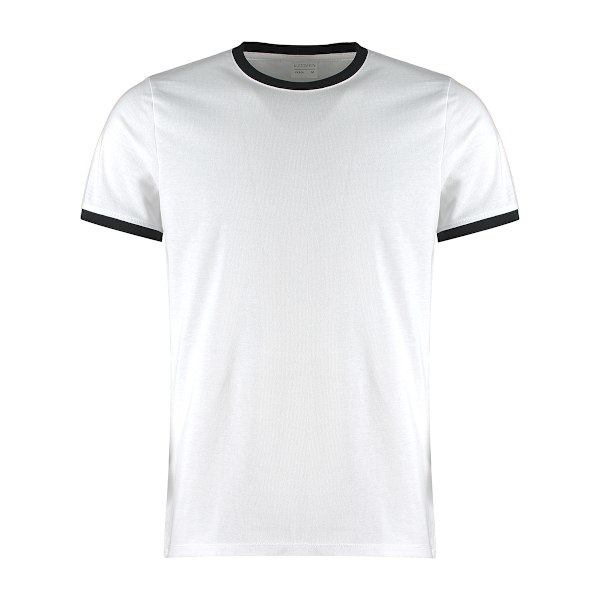 Kustom Kit Herr Ringer T-shirt S Vit/Svart White/Black S