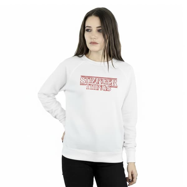Netflix Dam/Dam Stranger Things Glow Logo Sweatshirt M Wh White M