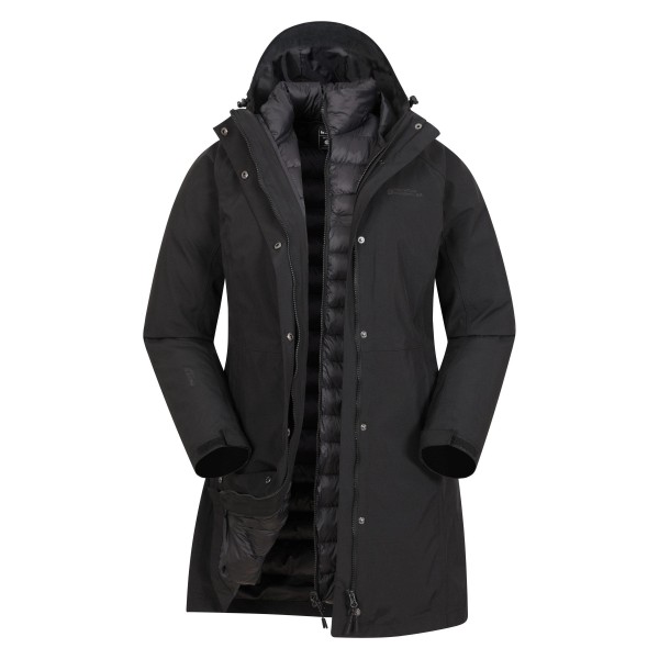 Mountain Warehouse Dam/Damer Alaskan Long 3 i 1 Jacka 18 Jet Black 18 UK