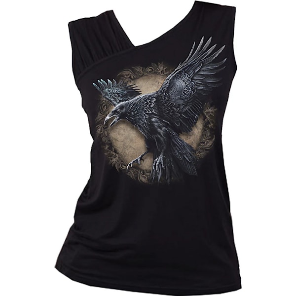 Spiral Direct Dam/Kvinnor Raven Wise Wings Ärmlös Väst Topp Black XL