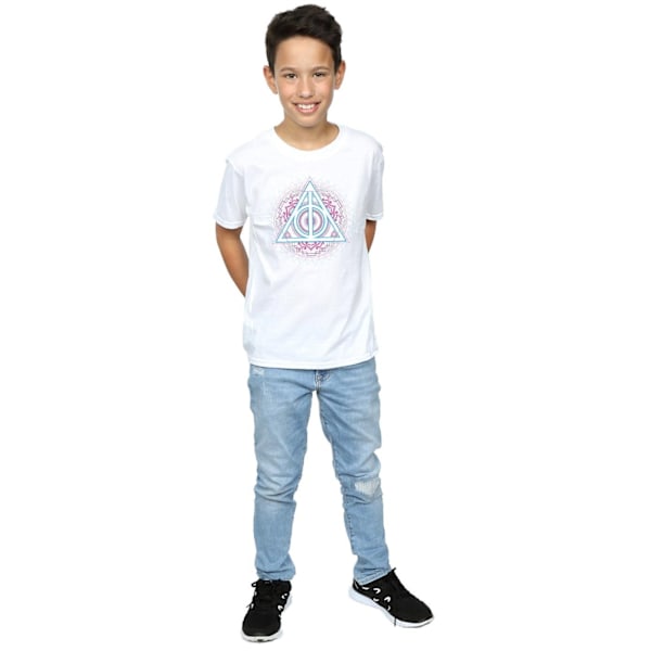 Harry Potter Boys Neon Deathly Hallows T-shirt 12-13 år Vit White 12-13 Years