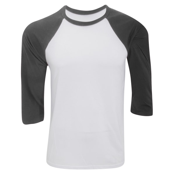Canvas herr 3/4-ärmad baseball T-shirt XS Vit/Mörkgrå White/Dark Grey XS