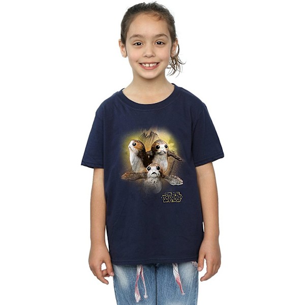 Star Wars: The Last Jedi T-shirt i borstad bomull med Porg för flickor, 9-11 år Navy Blue 9-11 Years