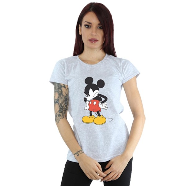 Disney Dam/Kvinnor Mickey Mouse Arg Blick Ned Bomull T-Shir Sports Grey M
