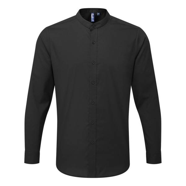 Premier Herrbandad krage Långärmad formell skjorta S Svart Black S