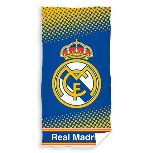 Real Madrid CF Logotyp Bomull Strandhandduk 70cm x 140cm Blå/Guld Blue/Gold 70cm x 140cm