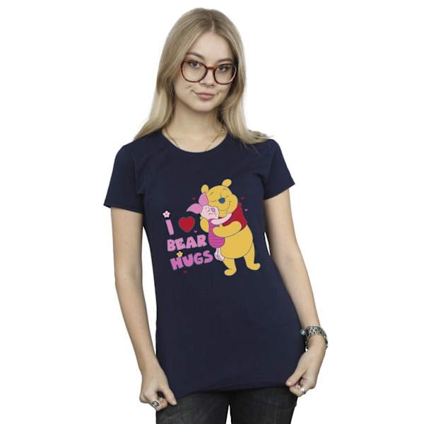 Disney Dam/Kvinnor Nalle Puh Mamma Bästa Kramar Bomull T-shirt Navy Blue S