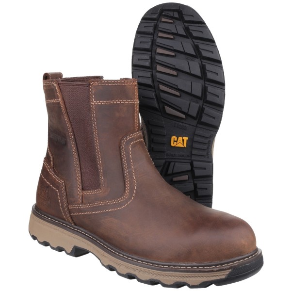 Caterpillar Unisex Pelton Safety Leather Boots 9 UK Dark Beige Dark Beige 9 UK
