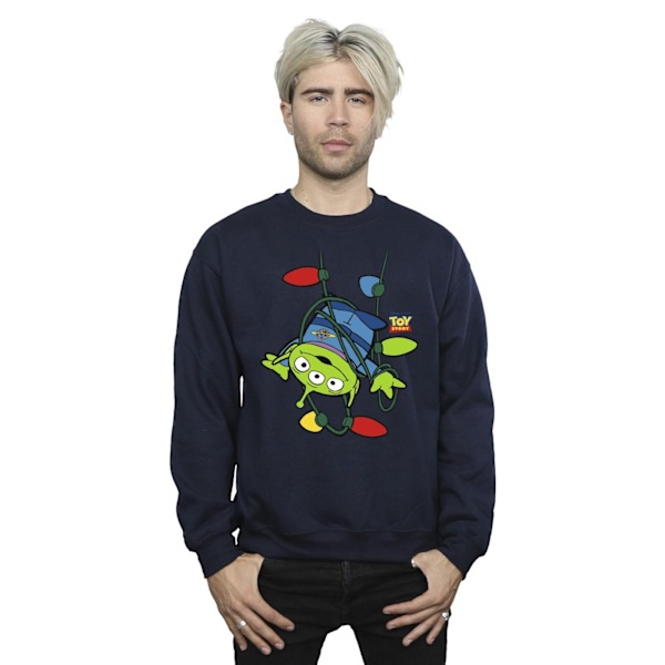 Disney Mens Toy Story Christmas Lights Aliens Sweatshirt XL Nav Navy Blue XL